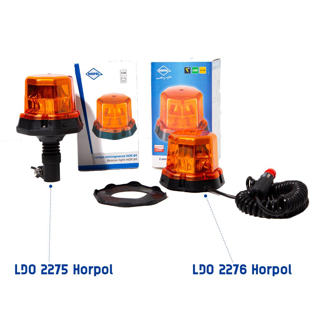 Girofar 12/24V, h196, 48 LED-uri, prindere cu tija flexi, 17W, LDO 2276 Horpol