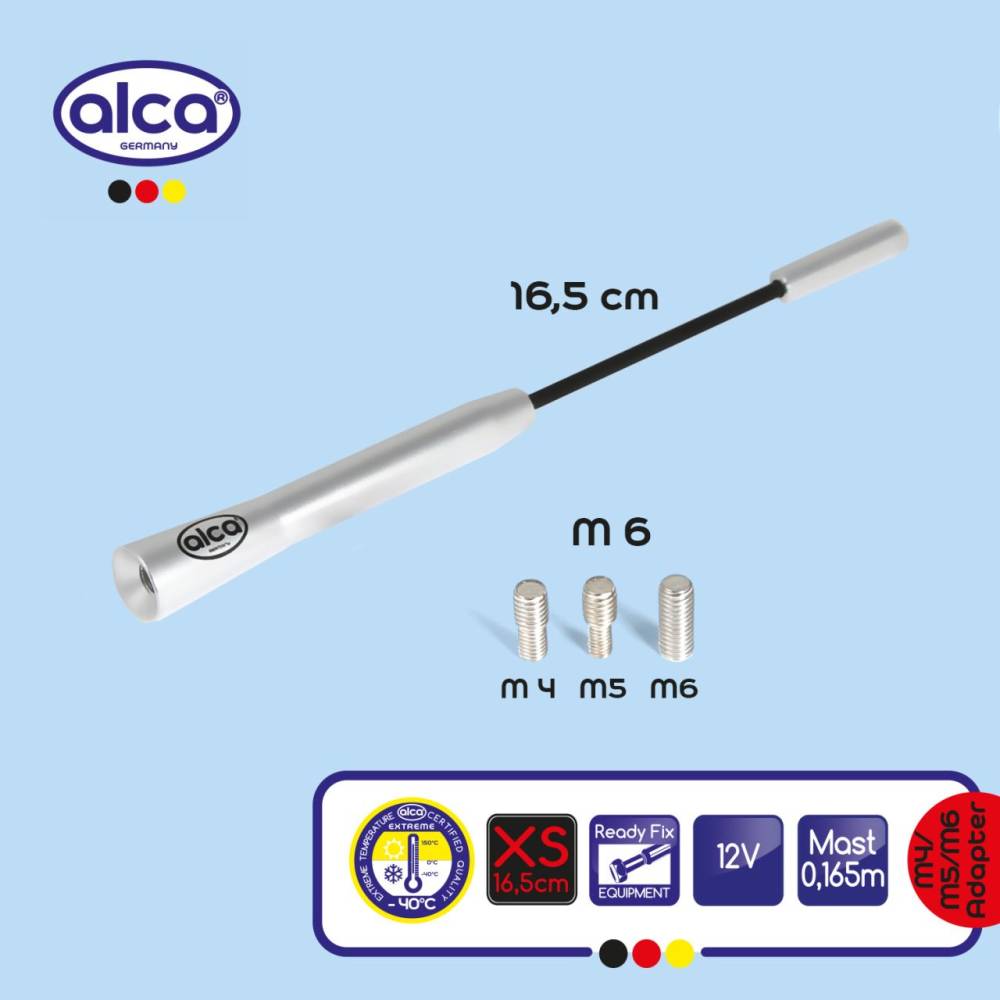 Antena tija 16cm, 3 adaptori, 4, 5, 6mm Premium Antenne XS Chrome 537.11 Alca