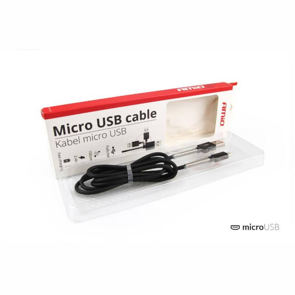 Cablu incarcator micro USB, 1m, premium, Fulllink 2.4A 1m Amio 01431