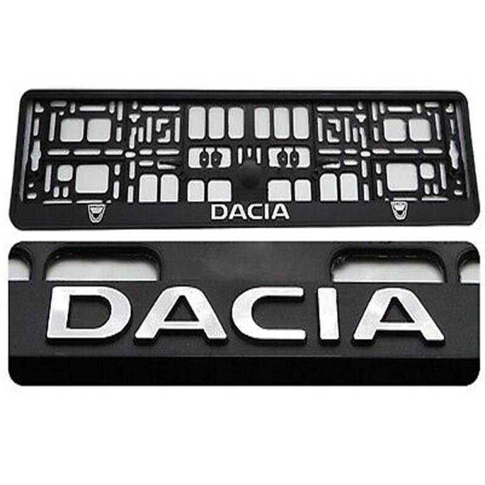 Suport numar scris DACIA, fundal negru, Dobre