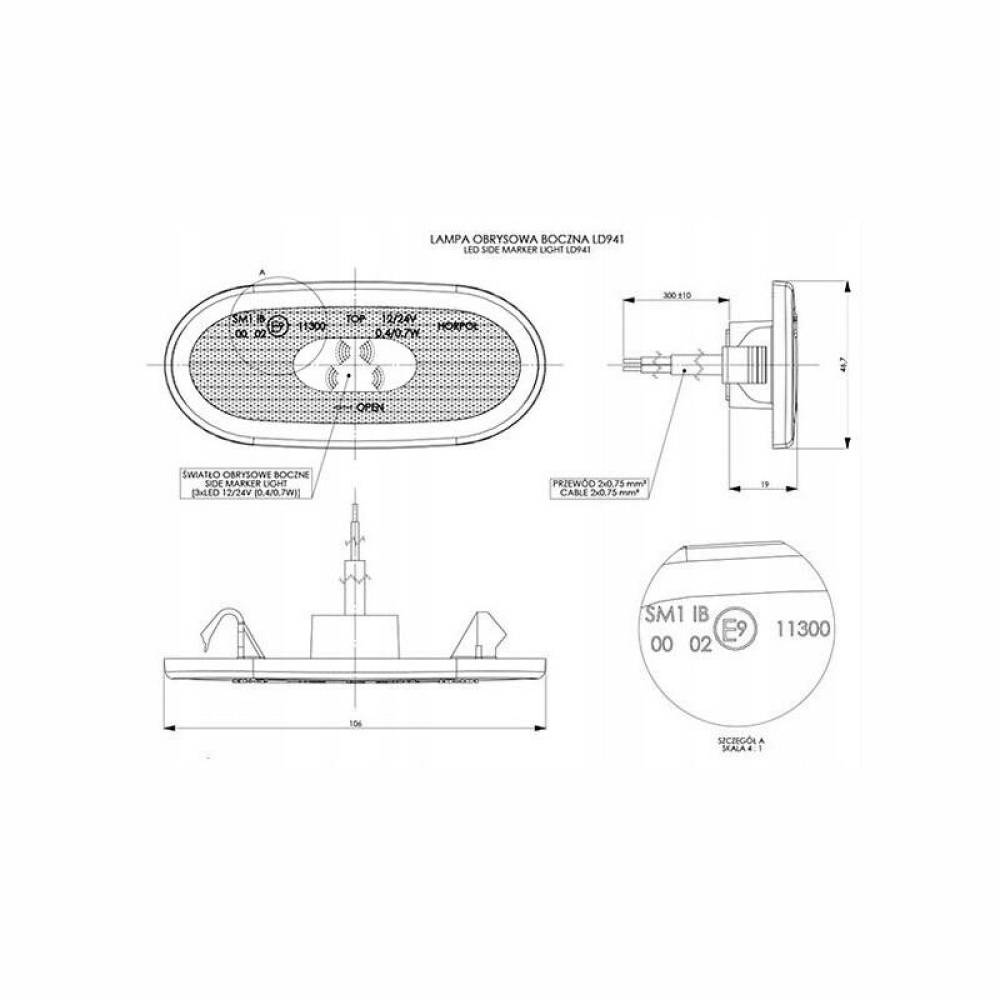 Lampa gabarit 106x47, LED, Sprinter / Crafter LD941 Horpol