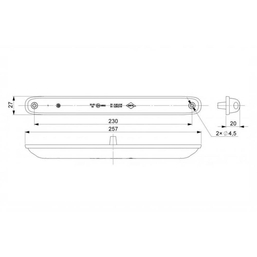 Lampa suplimentara frana cu pozitie, 257mm, LED, LZD 2247 Horpol