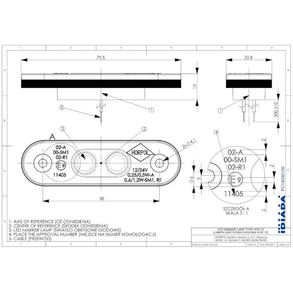 Lampa gabarit 79x23, LED, slim, galbena, LD957 Horpol Lampa gabarit 79x23, LED, slim, galbena, LD957 Horpol