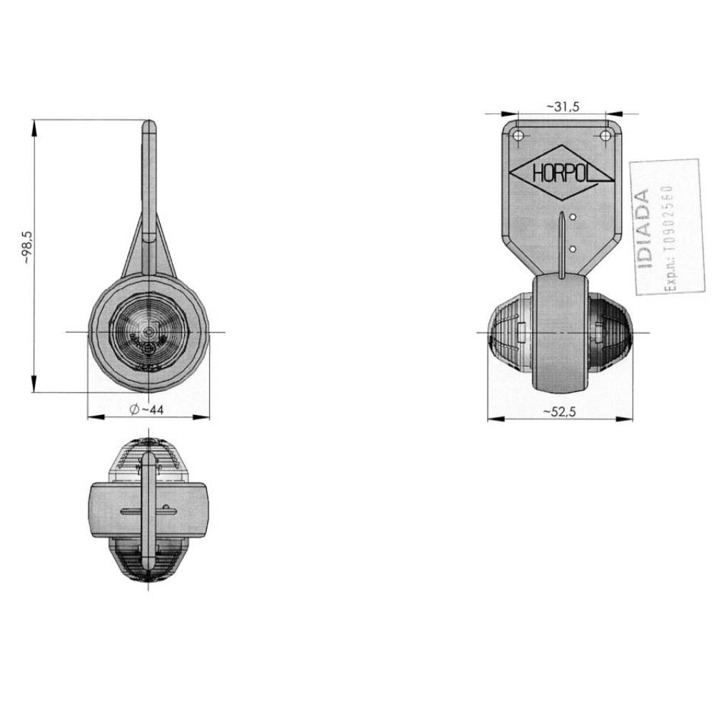 Lampa gabarit brat 98mm, LED, dreapta, LD368P Horpol