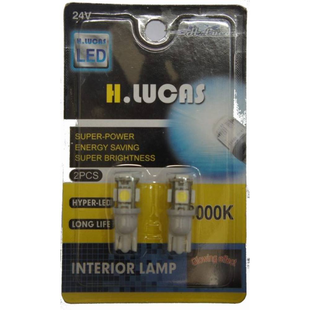 Set becuri T10, 5 LED-uri, SMD 5050 24V, H.Lucas 10714