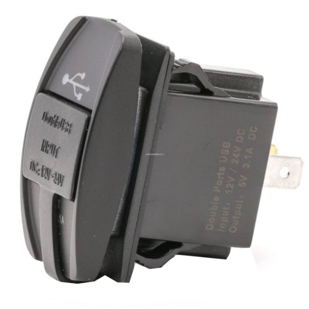 Priza cu 2 USB-uri 12/24V, 3.1A, lumina albastra, 42557 CarCo
