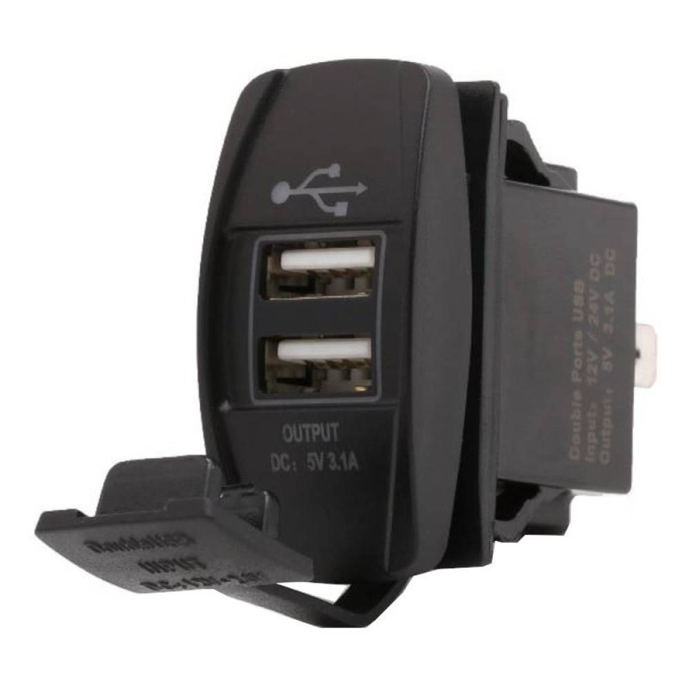 Priza cu 2 USB-uri 12/24V, 3.1A, lumina albastra, 42557 CarCo