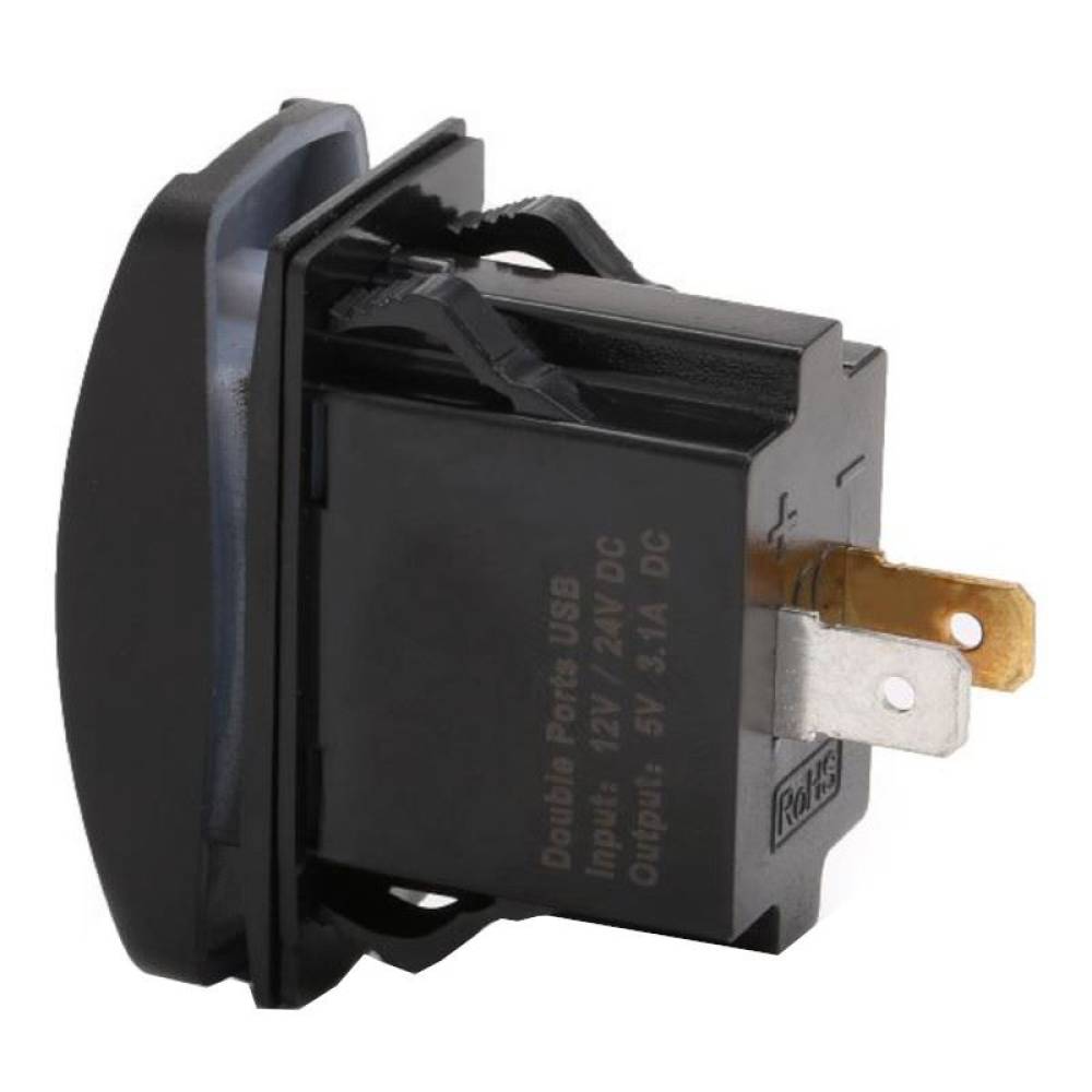 Priza cu 2 USB-uri 12/24V, 3.1A, lumina albastra, 42557 CarCo