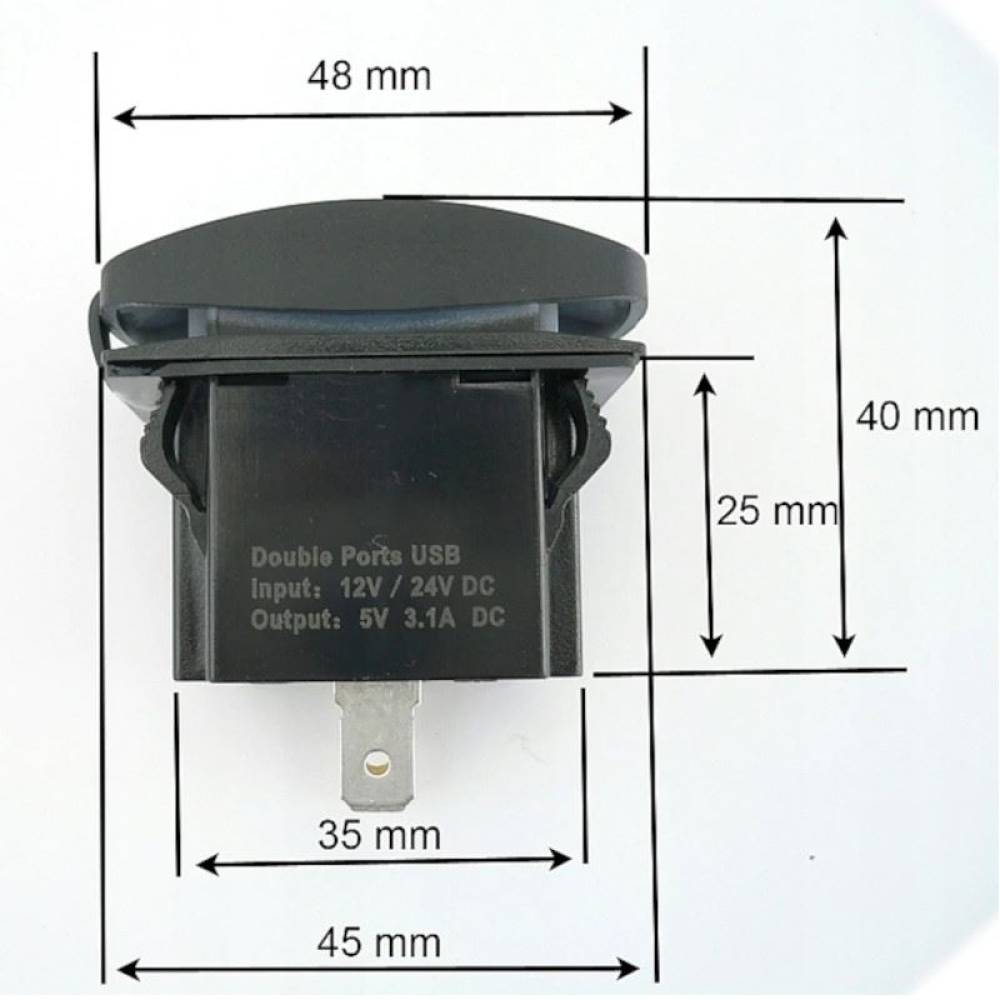 Priza cu 2 USB-uri 12/24V, 3.1A, lumina albastra, 42557 CarCo