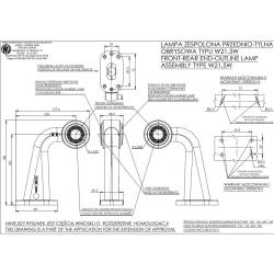 Lampa gabarit brat 187mm, oblic 45°, LED, AngelEye, stanga, 499BCL WAS