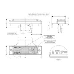 Lampa gabarit 100x33, LED, galbena cu suport invers, stanga (tipFt17) LD 456/L Horpol