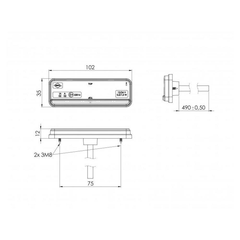 Lampa gabarit 102x35 LED, galbena LD 2435 NEON Stripe Horpol
