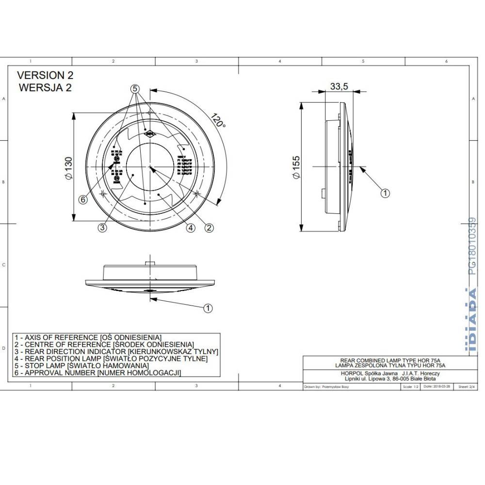 Lampa stop fi155, 3 functii, pozitie, frana, semnalizare, cu LED-uri, efect NEON, cu INEL, Lucy, LZD 2423 Horpol