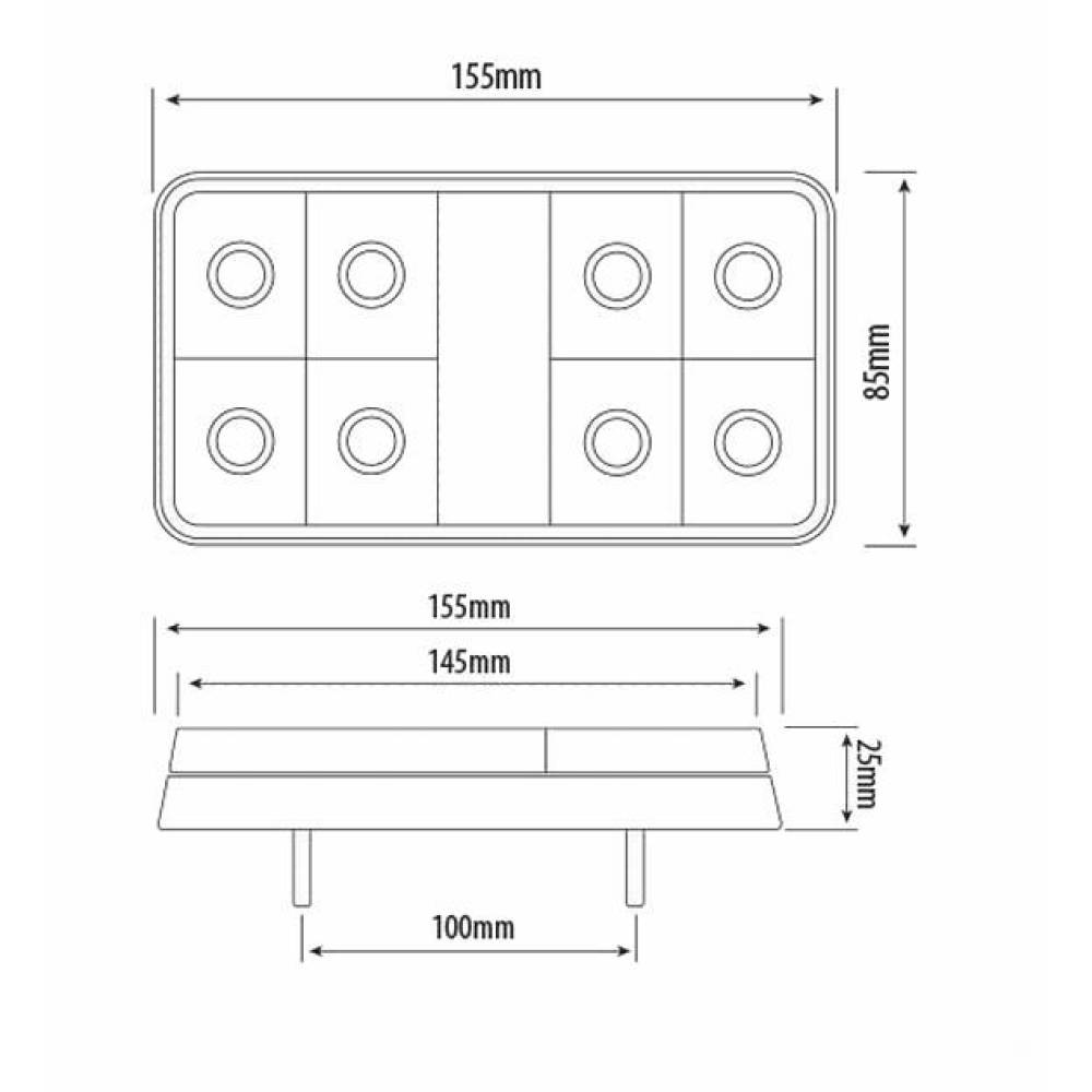 Lampa spate 155x85, 4 functii, LED, set, CA 7060 247Lighting