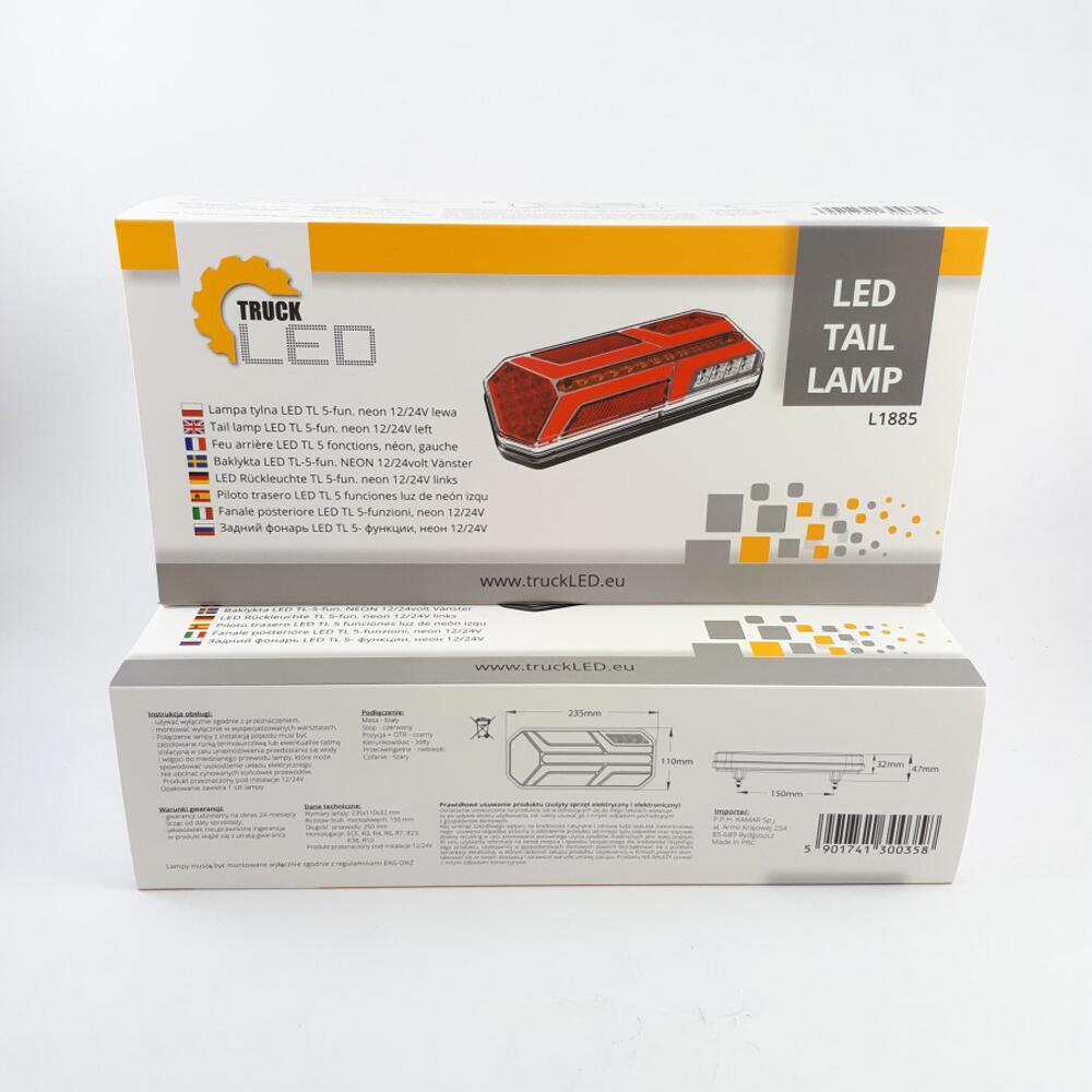 Lampa spate 235x110, 7 functii, LED Neon, cu semnalizare dinamica, stanga L1885 TruckLed Lampa spate 235x110, 7 functii, LED Neon, cu semnalizare dinamica, stanga L1885 TruckLed