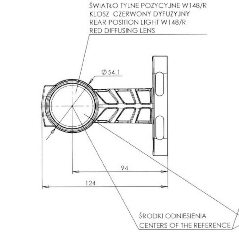 Lampa gabarit cu brat 125mm, LED NEON, alb si rosu, W148.3 1098 Was