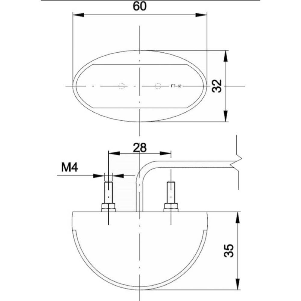 Lampa gabarit 60x32, LED, rosie, 12-36V, FT-012-C Fristom