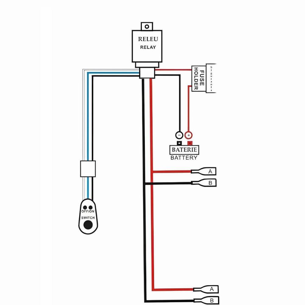 Cablaj electric pentru 2 proiectoare, 3m, cu intrerupator Led si releu 12v 40A,  TT.A90