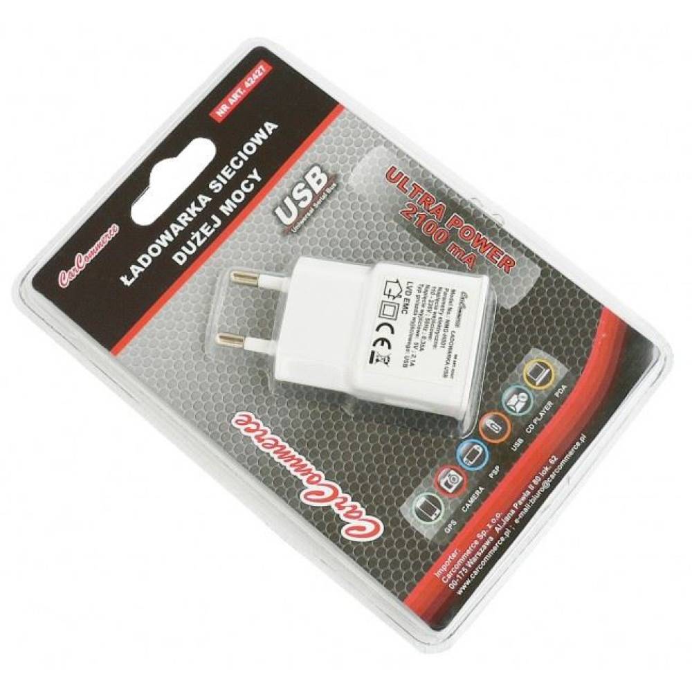 Stecher priza 220V pentru USB, 5V, 2,1A, incarcator cu 1 USB 42427 CarCo