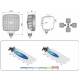Proiector lucru 105x105, LED, 12-24V, 22W, 1600lm, 28gr, CRK2B.54200 Wesem