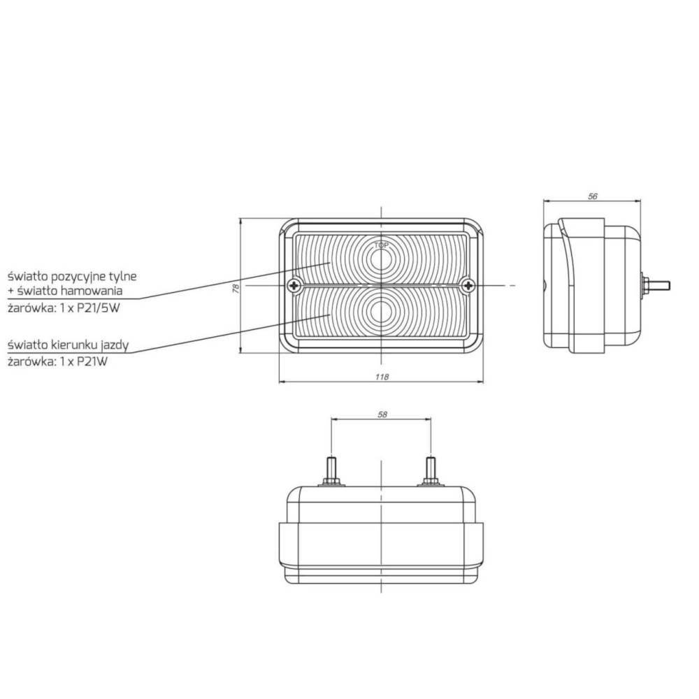 Lampa spate 120x80, 3 functii, Bobcat LT130 Promot