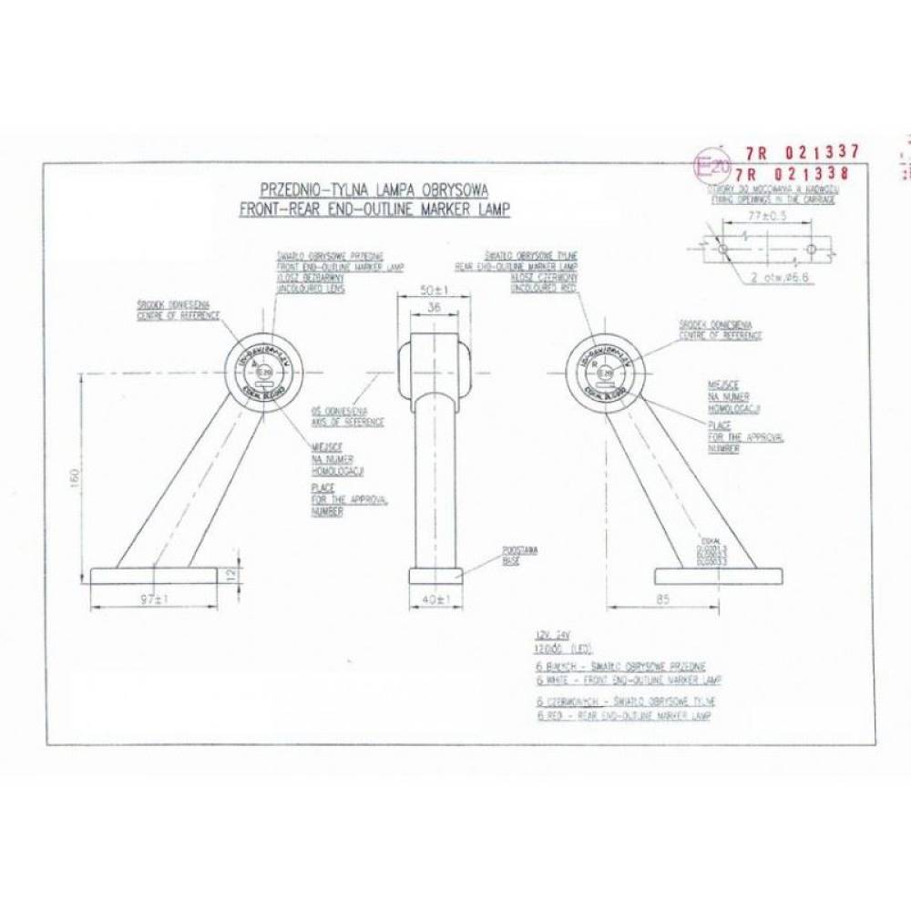 Lampa gabarit cu brat 187mm, oblic la 45°, LED, stanga/dreapta DLG003.3, L1163 Egkal Lampa gabarit cu brat 187mm, oblic la 45°, LED, stanga/dreapta DLG003.3, L1163 Egkal