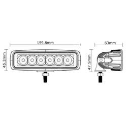 Proiector lucru 160x45, LED, 12-24V, spot, L0097S-B Truckled