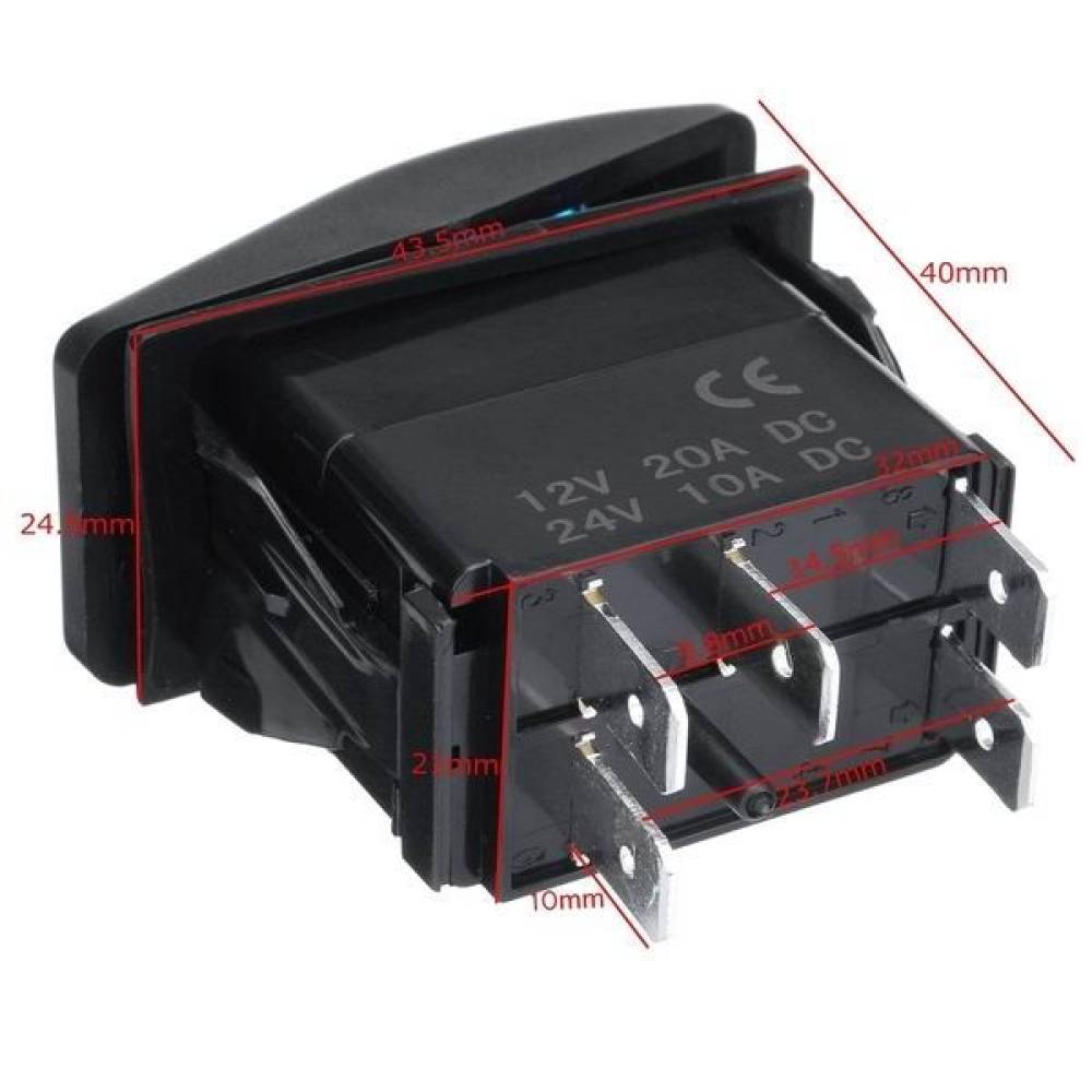 Intrerupator On/Off, 4.5x2.5cm, 5 pini, 12/24V Front Differential Lock J01