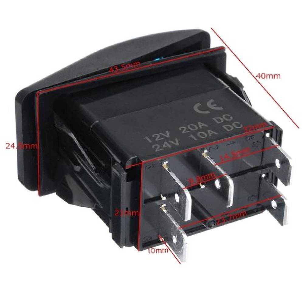 Intrerupator On/Off,  4.5x2.5cm, 5 pini, 12/24V Pomp Fuel J08