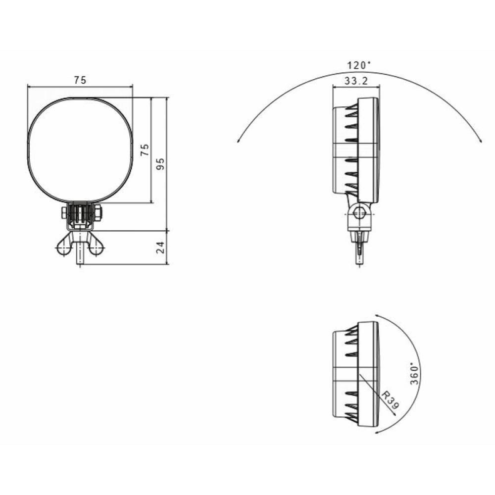 Lampa mers inapoi, 1 surub, 75x75, 12 LED-uri, FT-410 P Fristom Lampa mers inapoi, 1 surub, 75x75, 12 LED-uri, FT-410 P Fristom