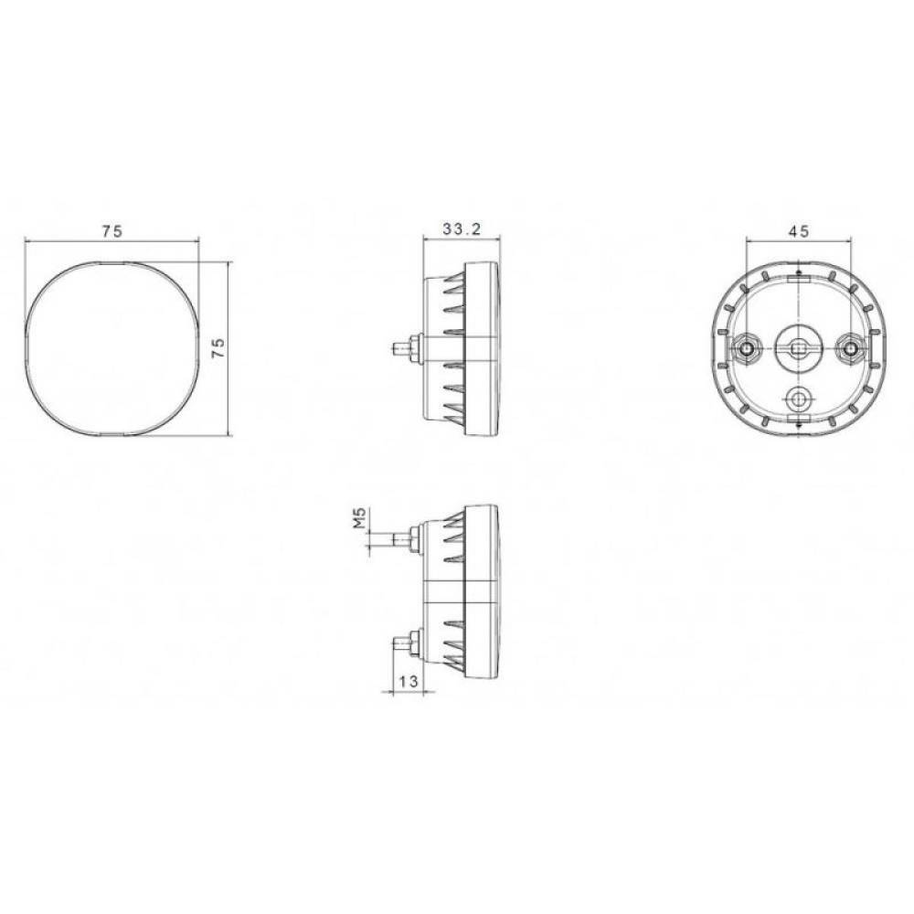 Lampa mers inapoi, 1 surub, 75x75, 12 LED-uri, FT-410 P Fristom Lampa mers inapoi, 1 surub, 75x75, 12 LED-uri, FT-410 P Fristom