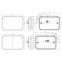 Lampa spate 200x130, LED, 6 functii, numar si mers inapoi, cu mufa, FT-270 P TB COF Bajonet 5 pini Fristom