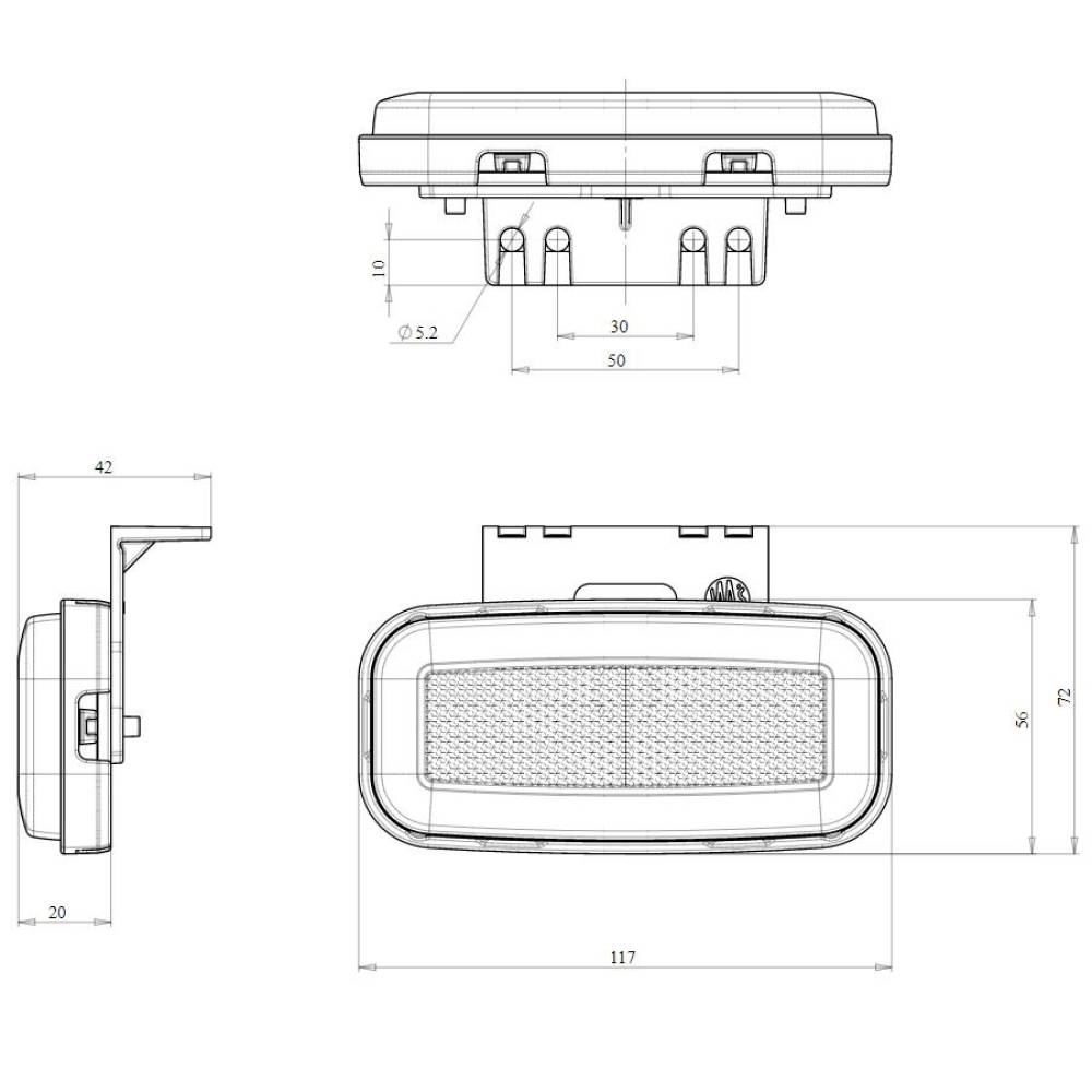 Lampa gabarit 117x56, LED, galbena, cu suport W199 1402 Was 