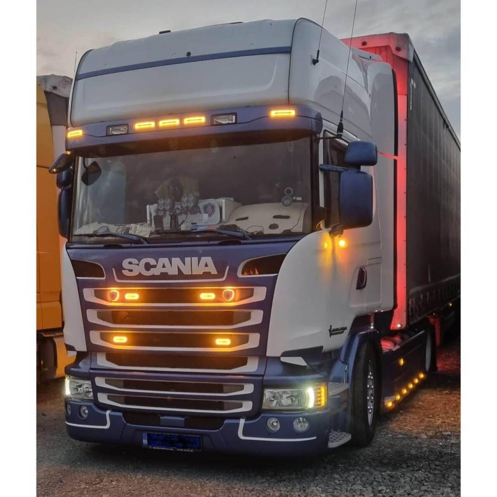 Lampa gabarit 180x43, LED, cu efect NEON, galbena, cu mufa, Scania 4&R W19ON 1423/I Was