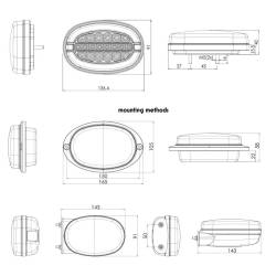 Lampa spate 136x91, LED Neon, cu suport, modul eroare W205 1427 L/P O24 Was