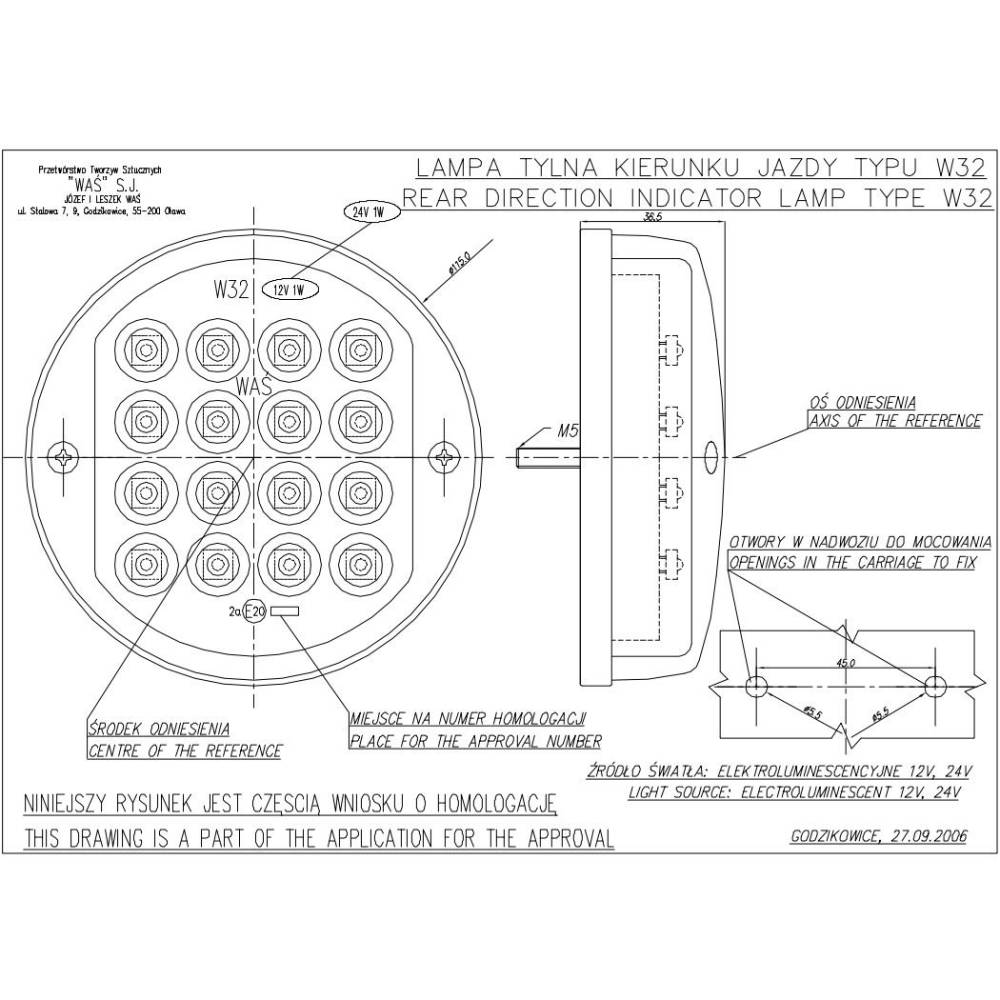 Lampa stop fi115, cu 1 functie, pozitie, LED, 12V, W34 174 Was Lampa stop fi115, cu 1 functie, pozitie, LED, 12V, W34 174 Was