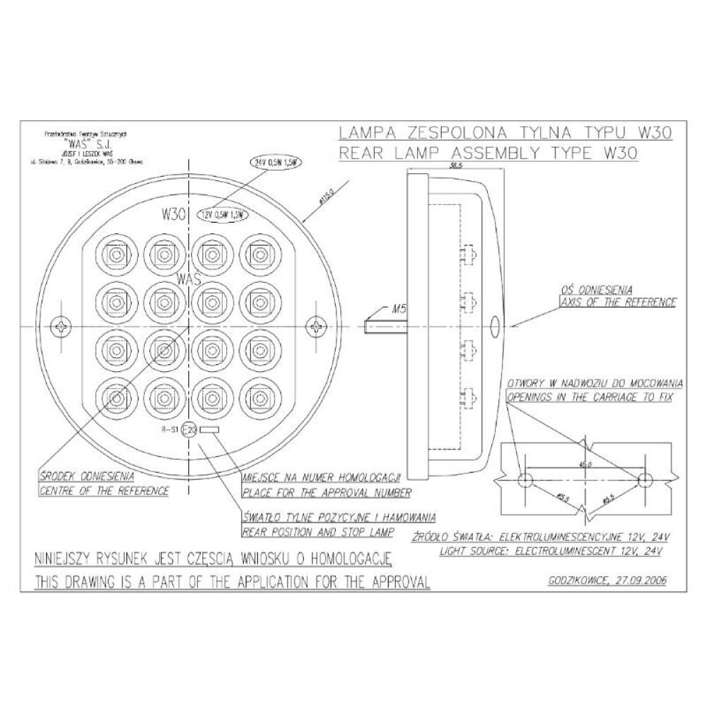 Lampa stop fi115, LED, pozitie si frana, 12V, W30 166 Was