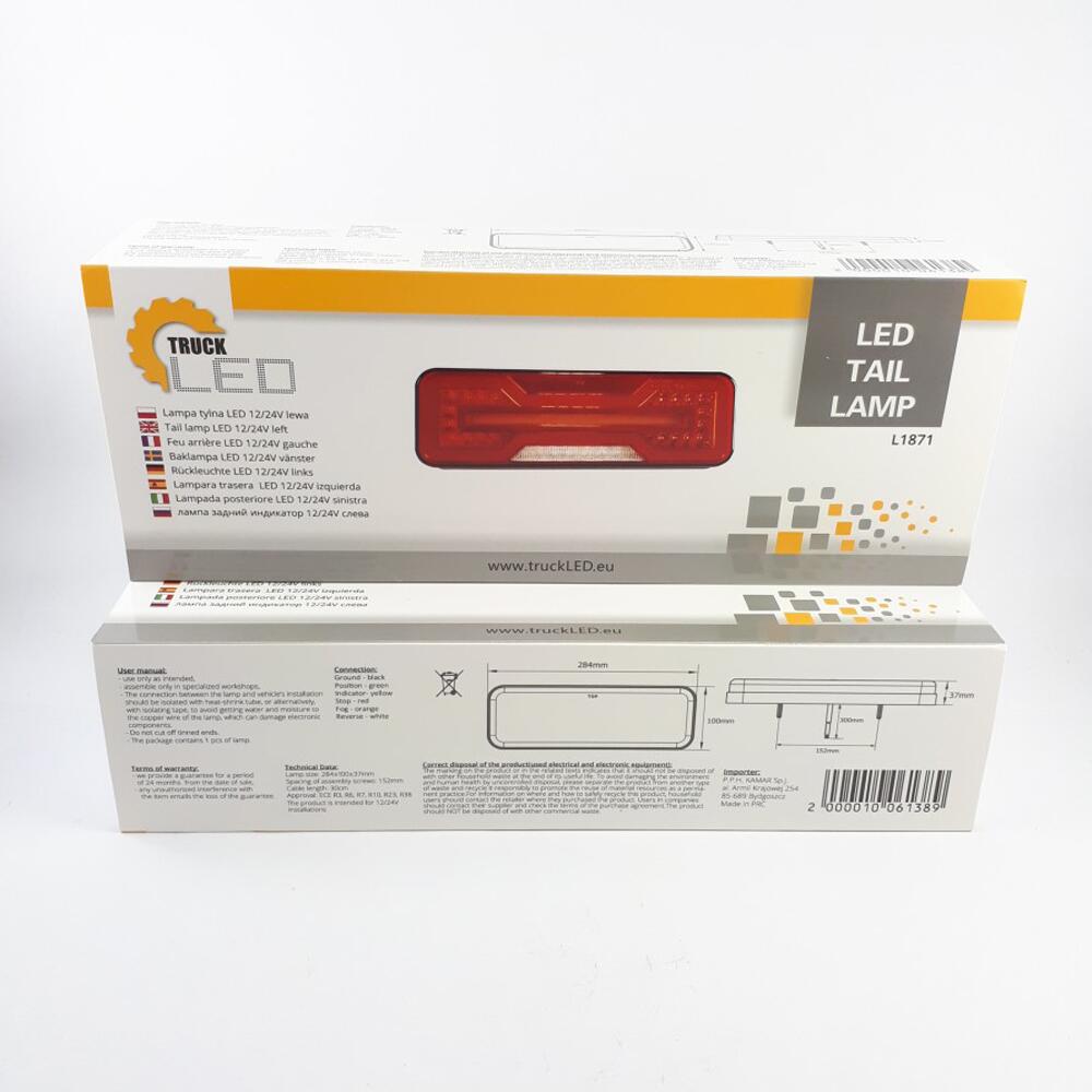 Lampa stop 284x100, LED, stanga, L1871 TruckLed Lampa stop 284x100, LED, stanga, L1871 TruckLed