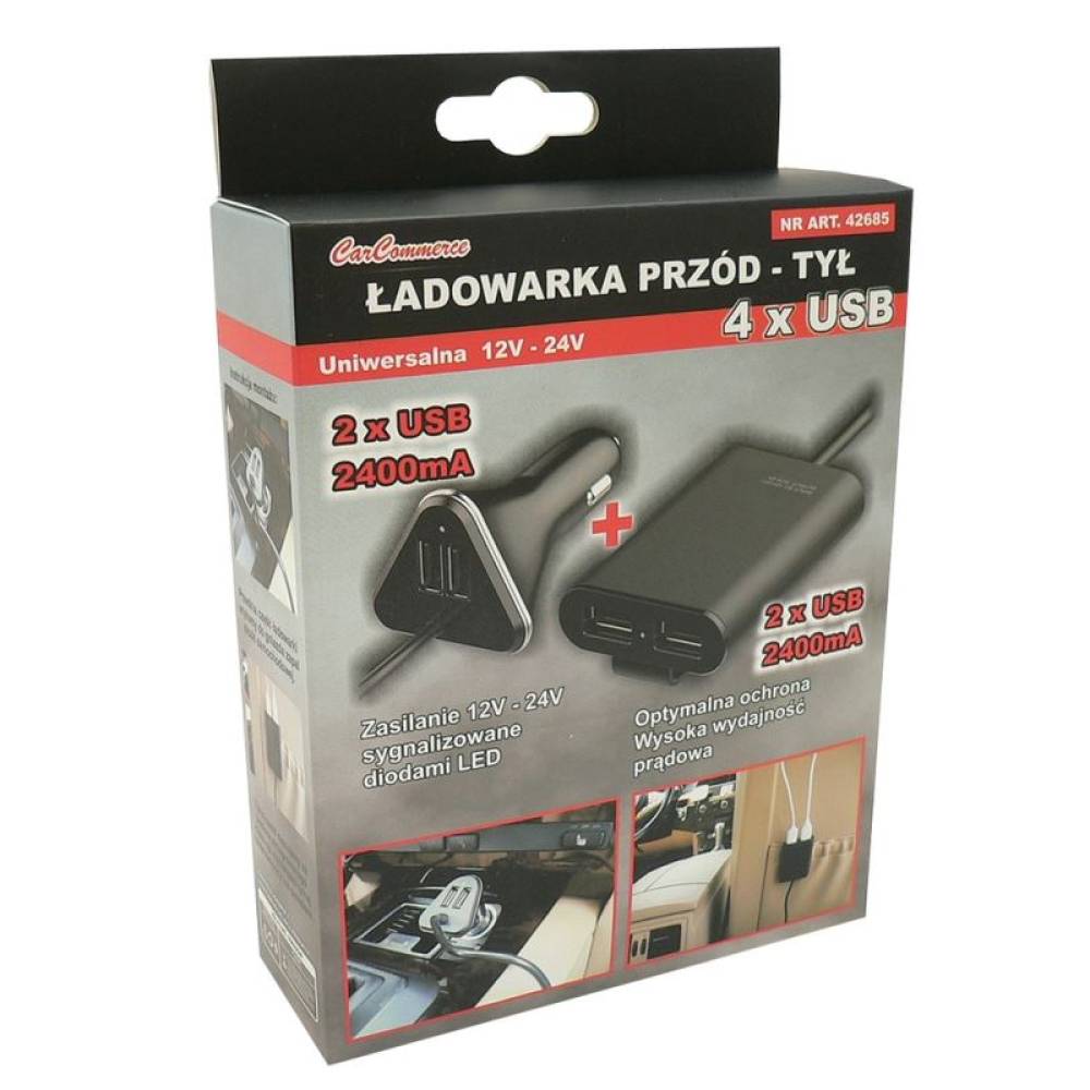 Incarcator auto 2+2 USB 12V/24V 4x2.1A TYL 42685 CarCo