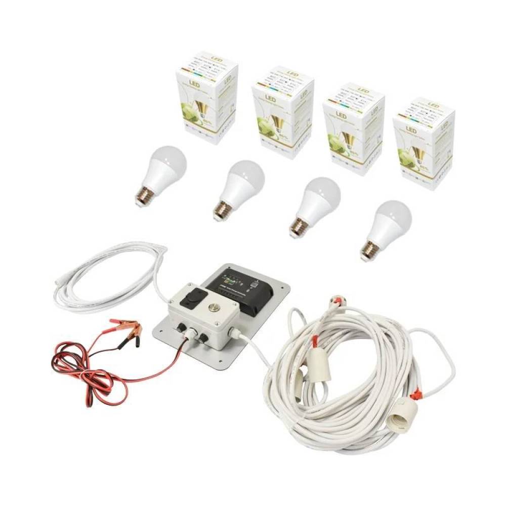 Set panou solar 50W 12-24V priza bricheta 4 becuri 5W BK87420