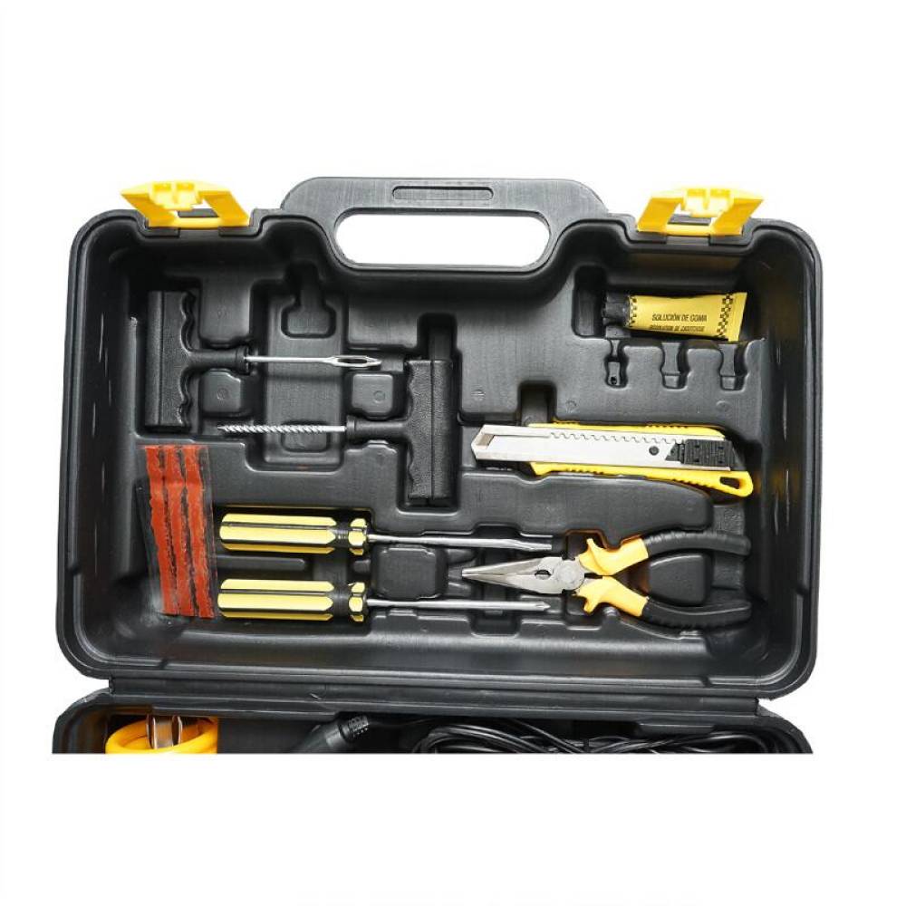 Trusa compresor auto, 2 cilindrii, cu 7 accesorii, 12V, 10bar, 45l/min, cu lanterna, BK79239 Trusa compresor auto, 2 cilindrii, cu 7 accesorii, 12V, 10bar, 45l/min, cu lanterna, BK79239