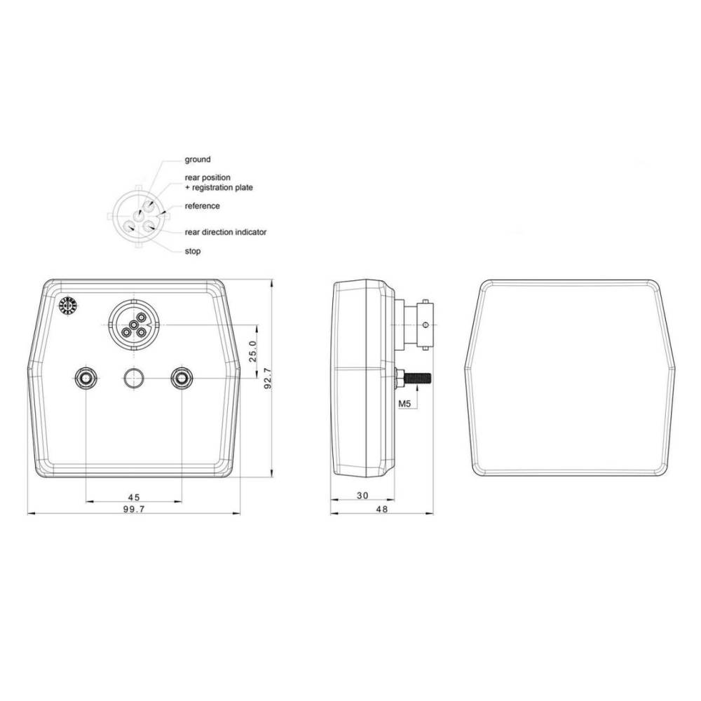 Lampa spate 99,6x93 4 functii, iluminare numar, LED, mufa, FT-222T LED Bajonet Fristom