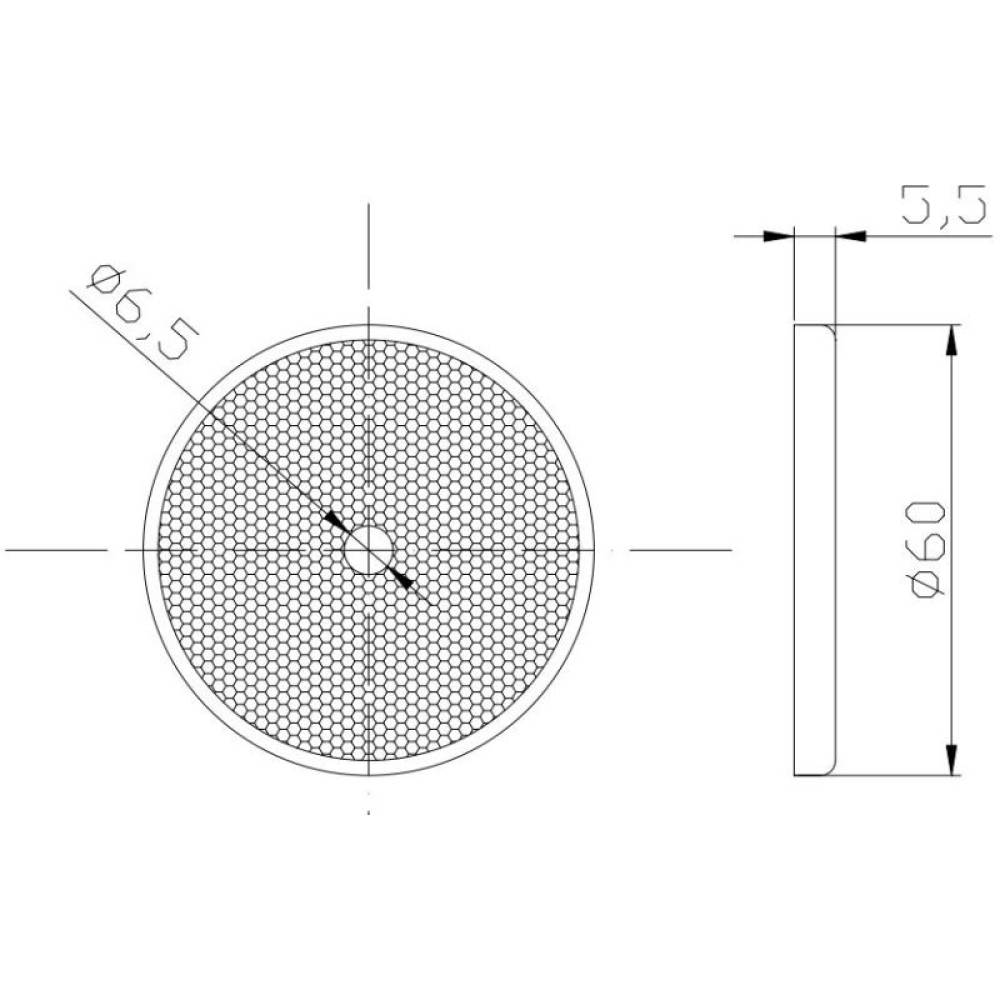 Catadioptru rotund cu gaura, rosu fi60 DOB-033C Fristom
