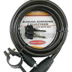 Antifurt bicicleta, cablu otel fi 8mm, 150cm, cu cheie, 68401 CarCo