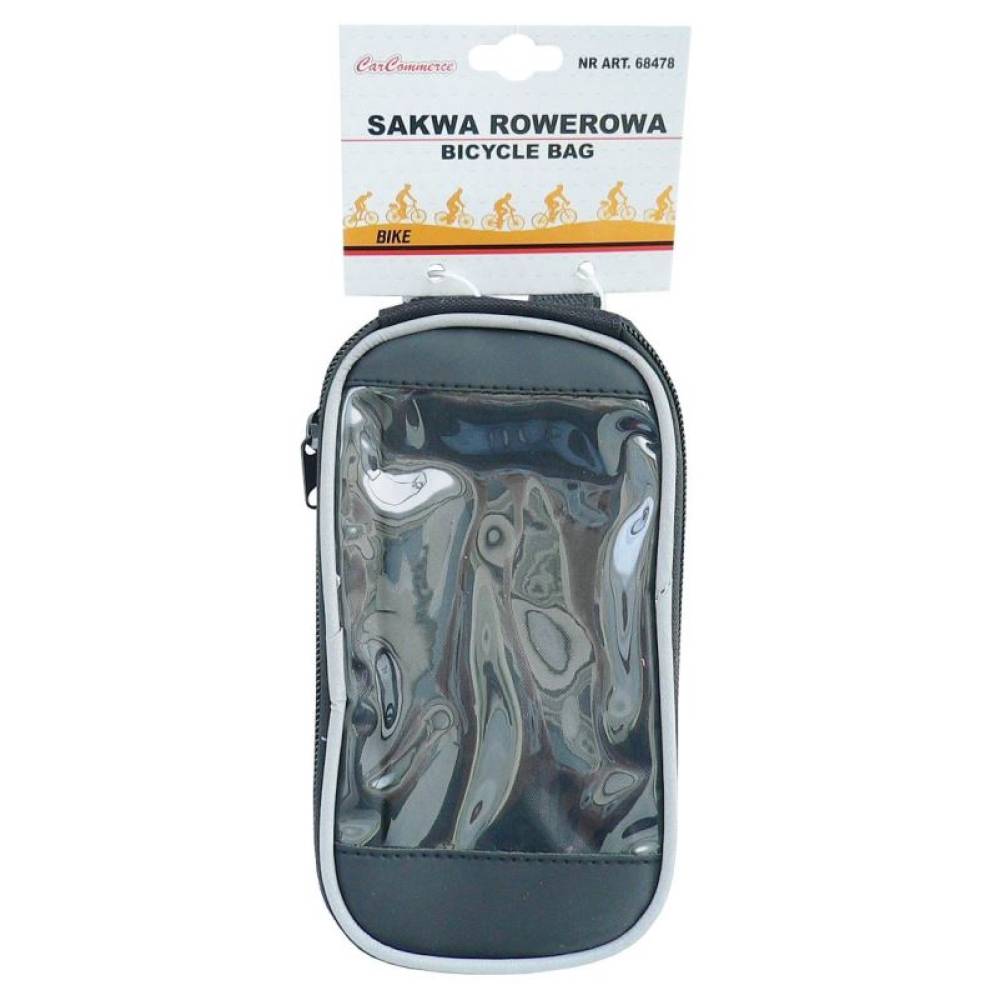 Borseta bicicleta cu husa telefon, prindere pe  ghidon, neagra, 68478 CarCo
