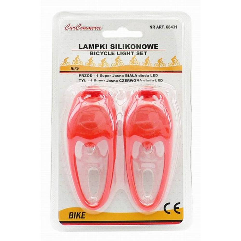Set 2 lumini bicicleta fata- spate, silicon rosu, 68431 CarCo