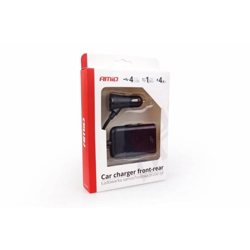 Incarcator auto cu 4 USB, 4.8A, cablu de 1.5m, 01986 Amio