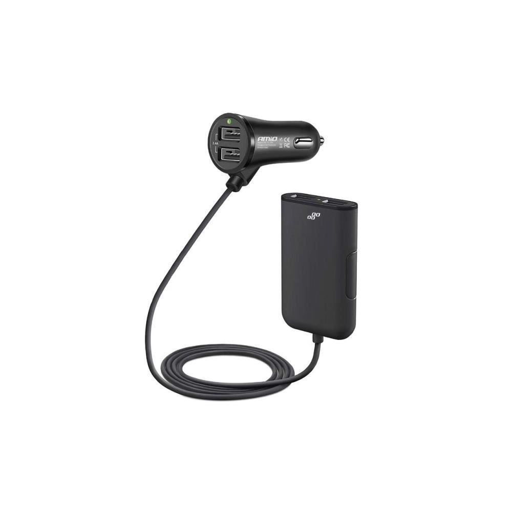 Incarcator auto cu 4 USB, 4.8A, cablu de 1.5m, 01986 Amio