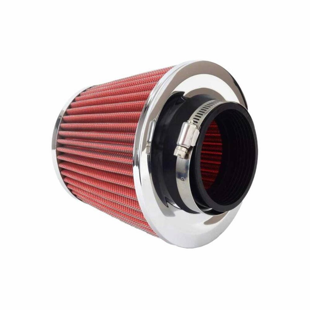 Filtru Aer Sport Roșu cu Crom, Universal, 3 Adaptoare Incluse, H160mm, AMIO 01282