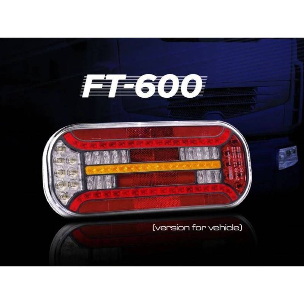 Lampa spate 302x130, LED, 6 functii, cu ceata si mers inapoi, cu semnalizare dinamica, stanga FT-600 L Fristom